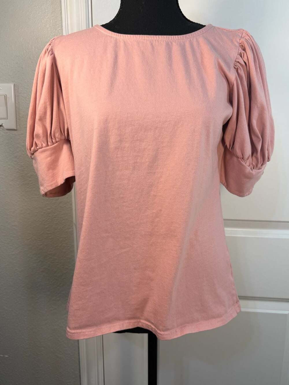 Dorose Pink Puff Sleeve Button Cuff Top Size M